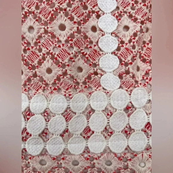 Shoshanna Eyelet Coral and Ivory Stacie Sheath Dress size 6 - Picture 7 of 15